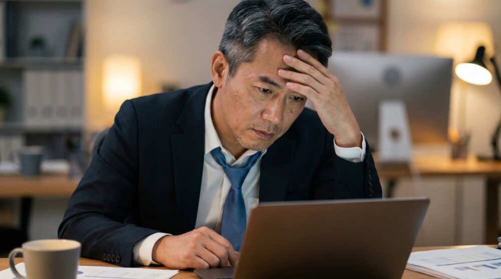 疲労感のある男性会社員