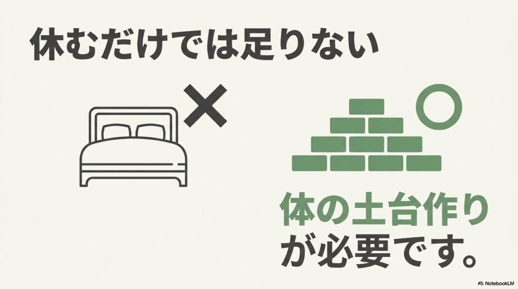 休むだけでは足りない、体の土台作り。