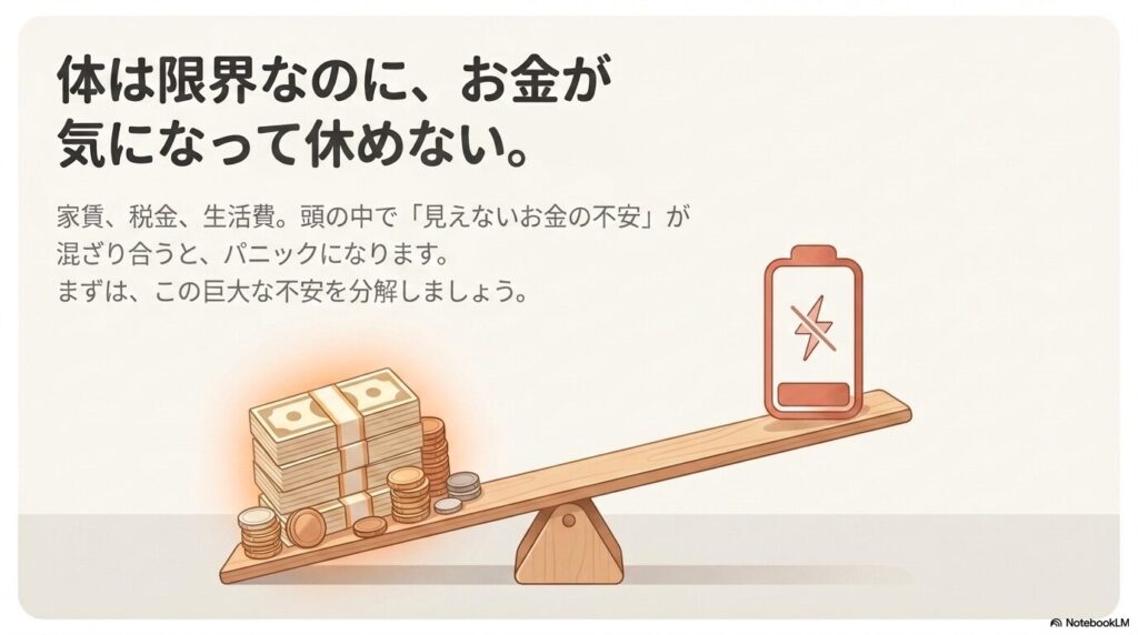 休職に入って、お金のことが気になって休めない。